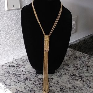 INC Gold Crystal & Tassel Necklace Nice :-)